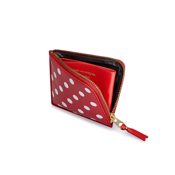 CDG Wallet - Polka Dots Printed Zip Around Wallet - (Red SA3100PD)