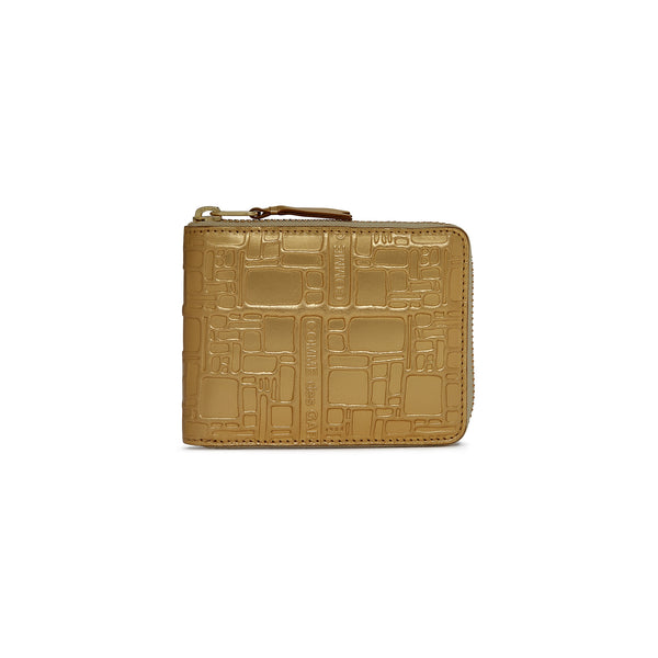 CDG Wallet - Embossed Logo Full Zip Around Wallet - (Gold SA7100EG)
