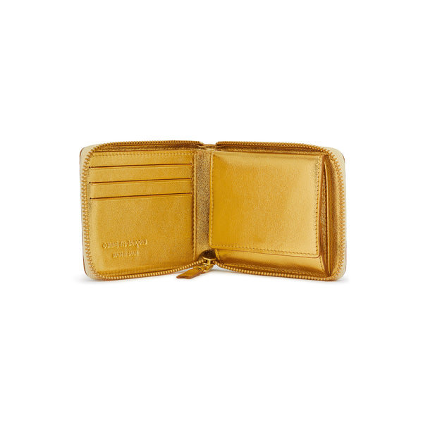 CDG Wallet - Embossed Logo Full Zip Around Wallet - (Gold SA7100EG)
