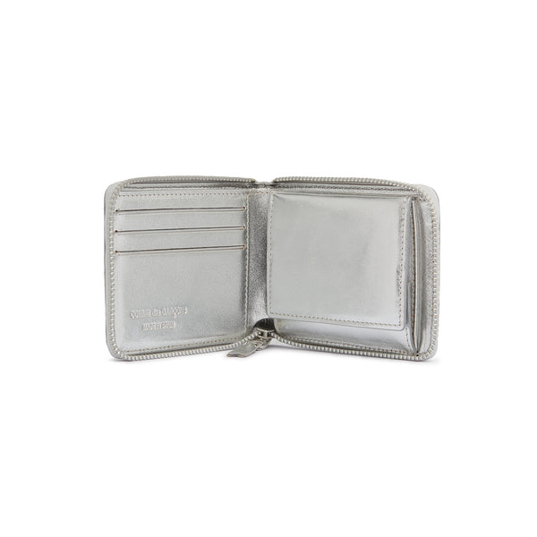CDG Wallet - Embossed Logo Full Zip Around Wallet - (Silver SA7100EG)