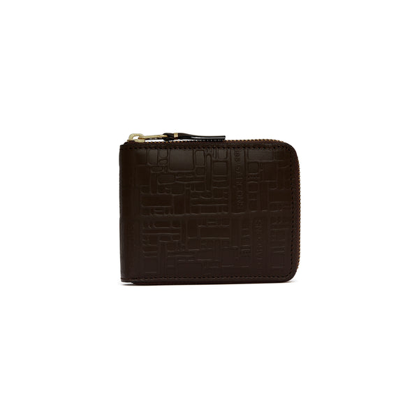 CDG Wallet - Embossed Logo Full Zip Around Wallet - (Brown SA7100EL)