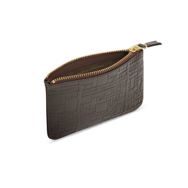 CDG Wallet - Embossed Logo Zip Pouch - (Brown SA8100EL)