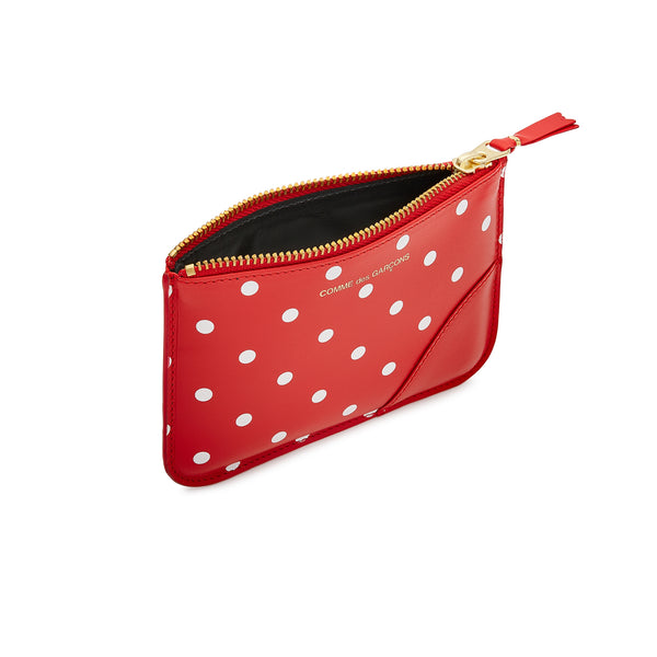 CDG Wallet - Wallet Polka Dots Printed Zip Pouch - (Red SA8100PD)