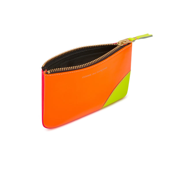 CDG Wallet - Super Fluo Zip Pouch - (Light Orange/Pink SA8100SF)