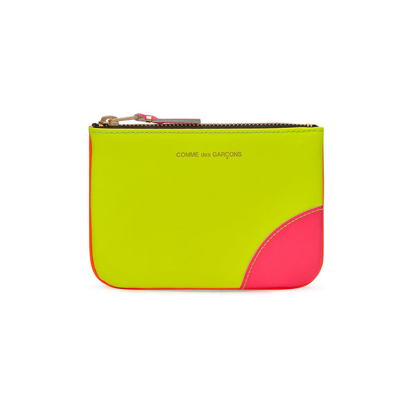 CDG Wallet - Super Fluo Leather Zip Pouch - (Yellow/Orange SA8100SF)