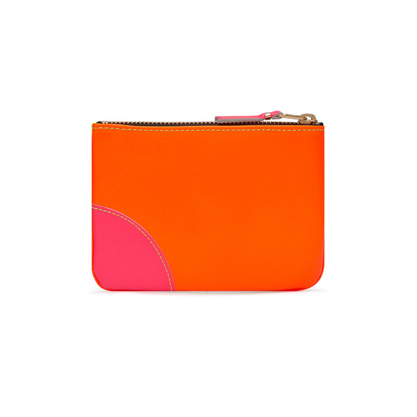 CDG Wallet - Super Fluo Leather Zip Pouch - (Yellow/Orange SA8100SF)