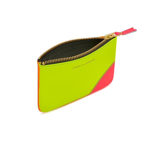 CDG Wallet - Super Fluo Leather Zip Pouch - (Yellow/Orange SA8100SF)