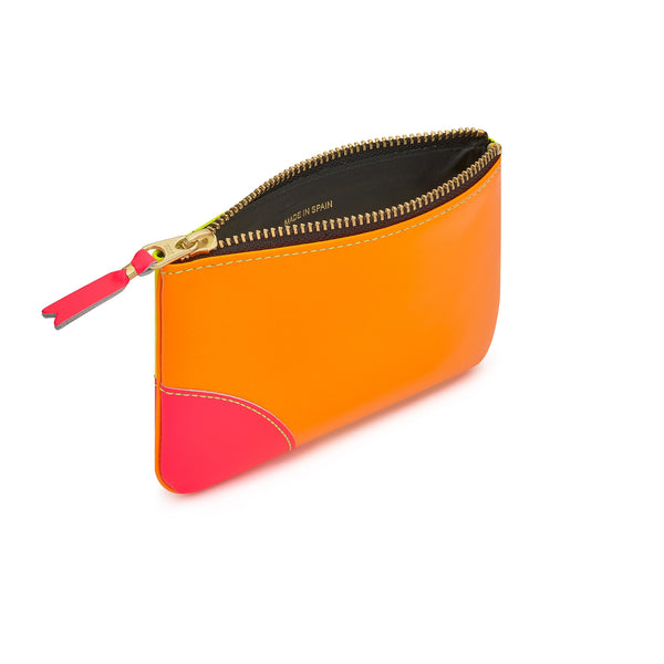 CDG Wallet - Super Fluo Leather Zip Pouch - (Yellow/Orange SA8100SF)